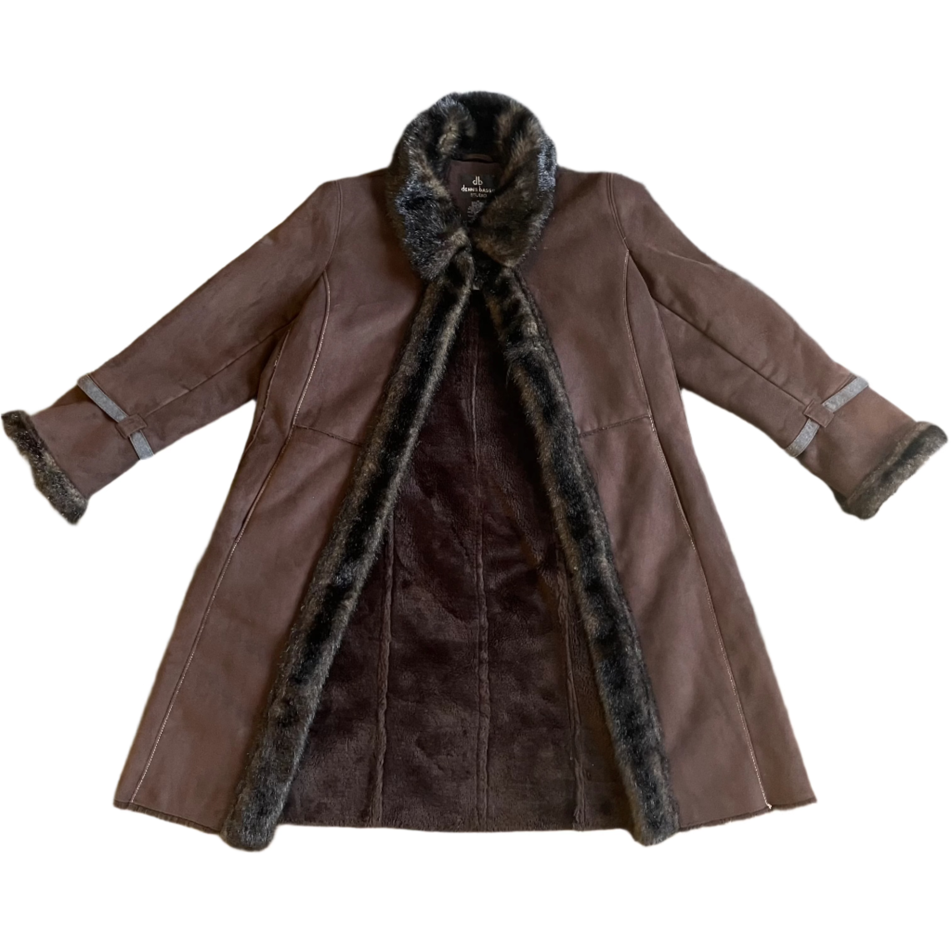 Faux Fur Trim Brown Coat (M)