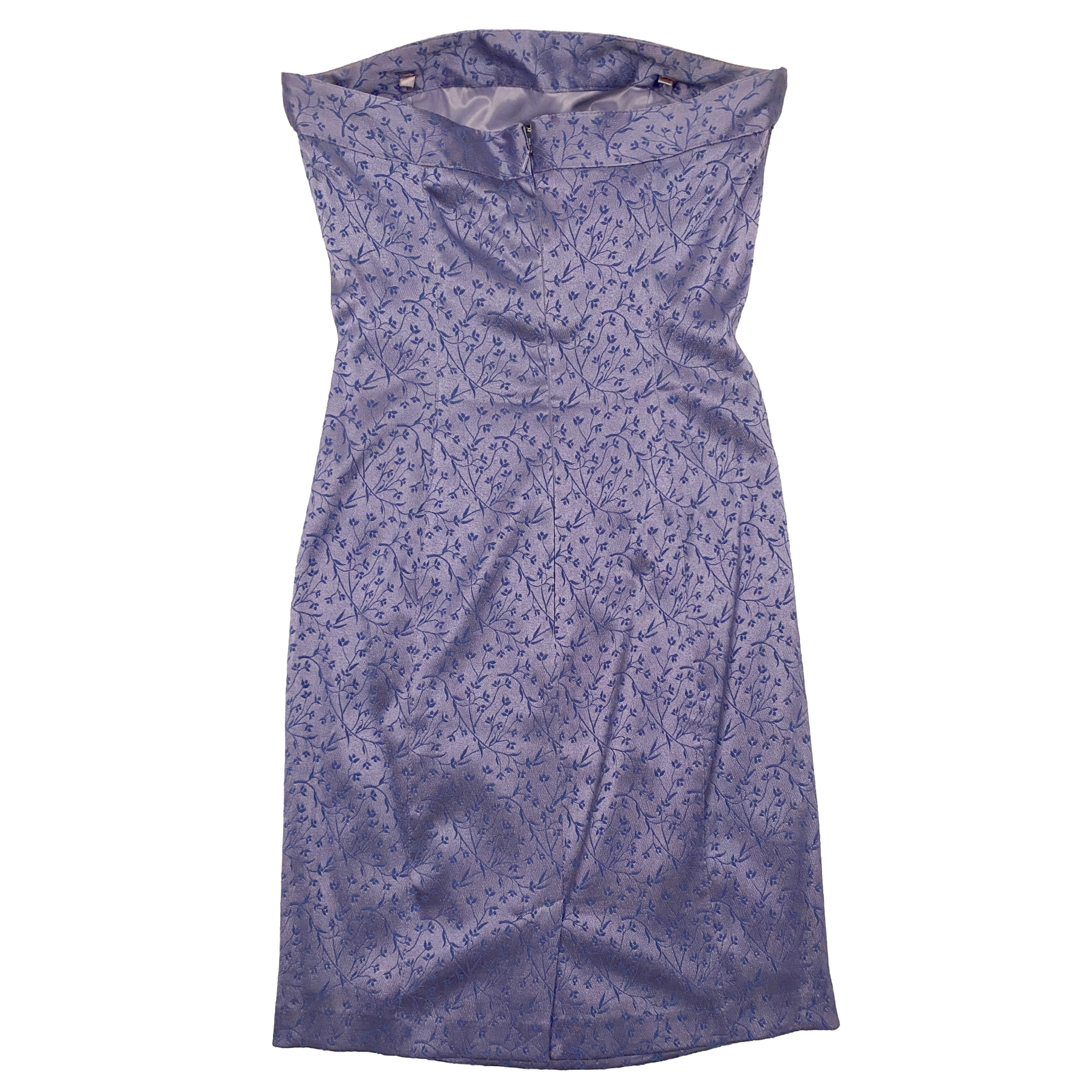 2000s Lavender Floral Strapless Midi Dress (XS)
