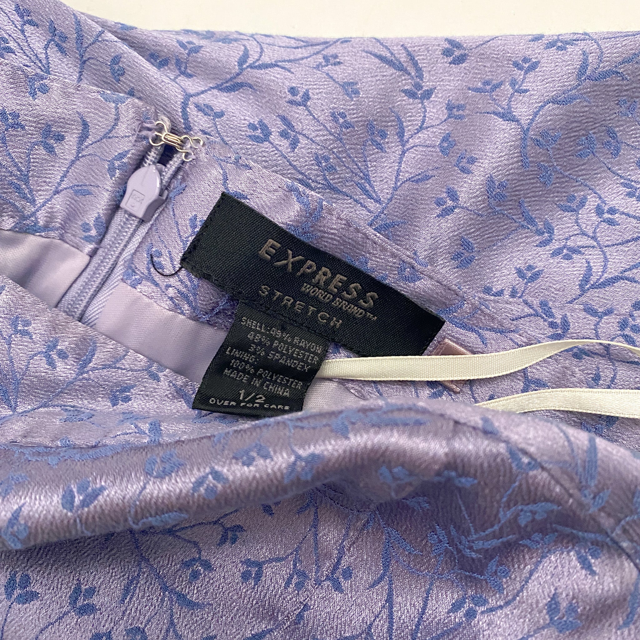 2000s Lavender Floral Strapless Midi Dress (XS)