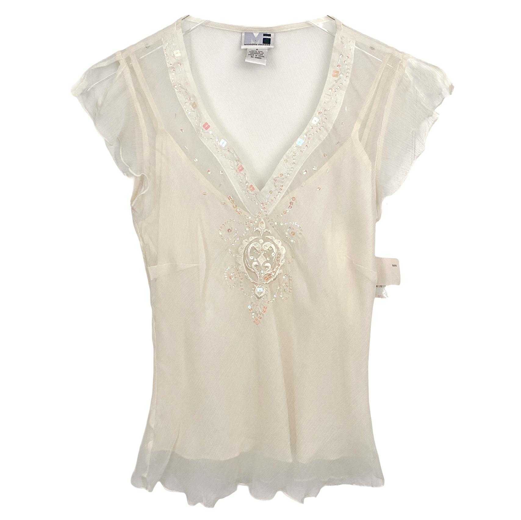 White Silk Embellished Fairy Top (S)