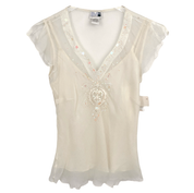 White Silk Embellished Fairy Top (S)