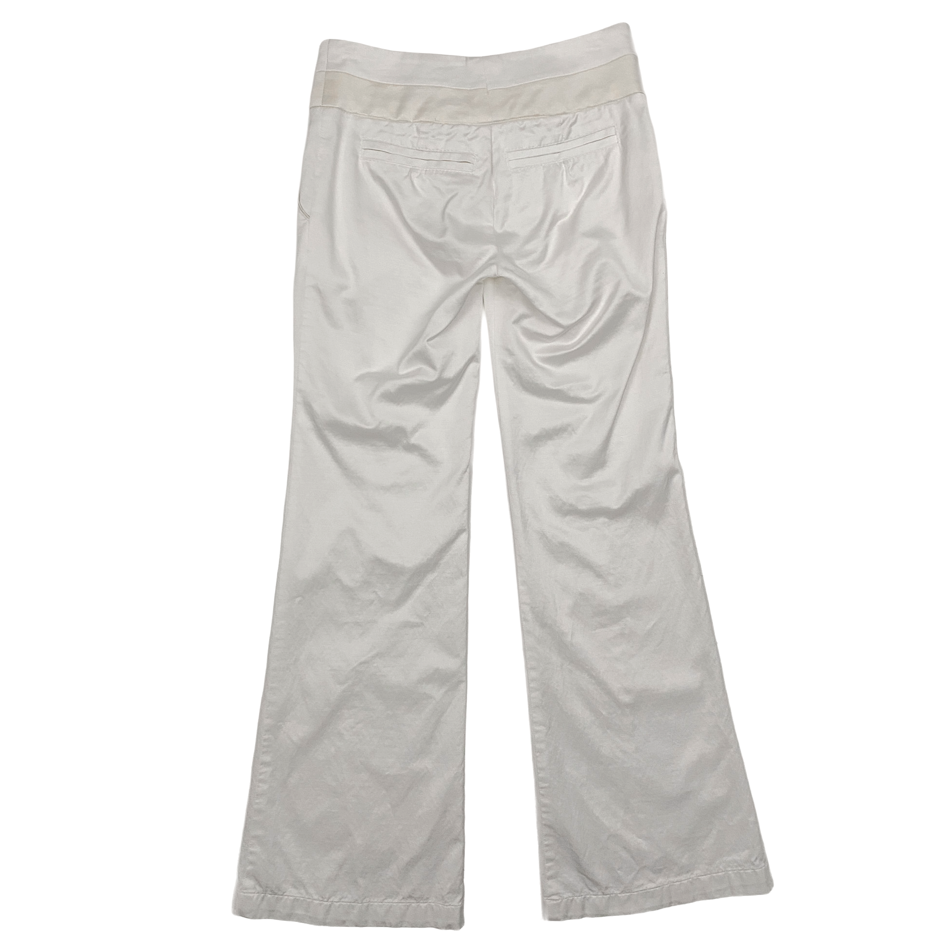 2000s Bebe White Satin Low Rise Trousers (XS)