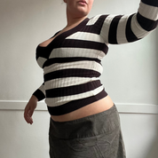 Y2K Striped Deep V Knit (S)