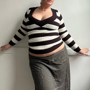Y2K Striped Deep V Knit (S)