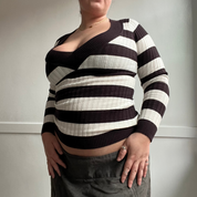 Y2K Striped Deep V Knit (S)