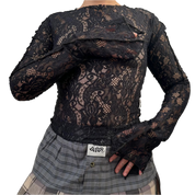 Black Lace Elongated Sleeve Top (S/M)