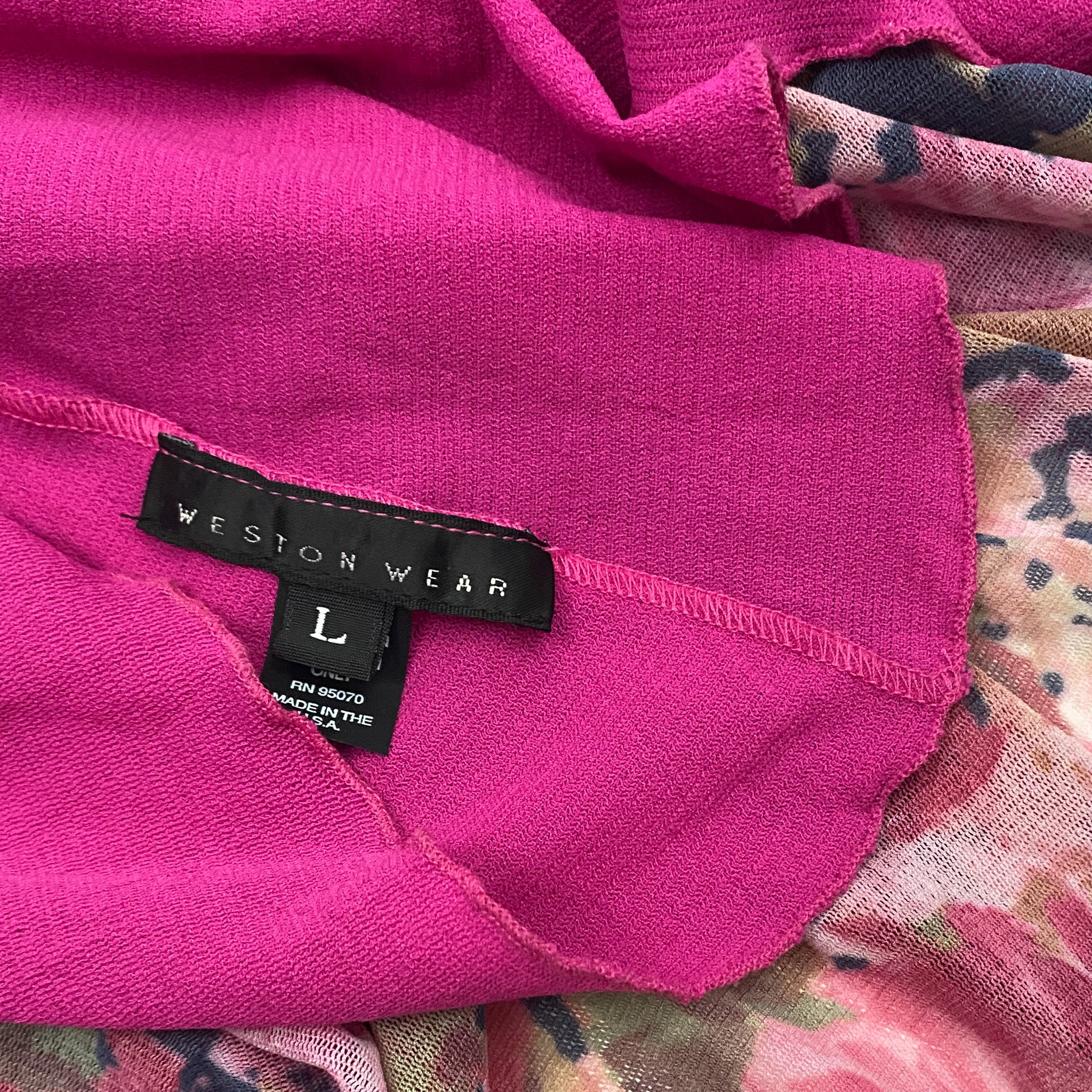 2000s Pink Floral Micro Mesh Midi Dress (L)