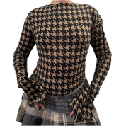 Houndstooth Elongated Sleeve Top (S/M)