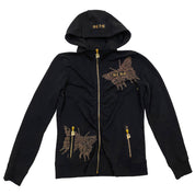 BCBGMAXAZRIA Rhinestone Butterfly Zip-Front Hoodie (M)