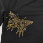 BCBGMAXAZRIA Rhinestone Butterfly Zip-Front Hoodie (M)