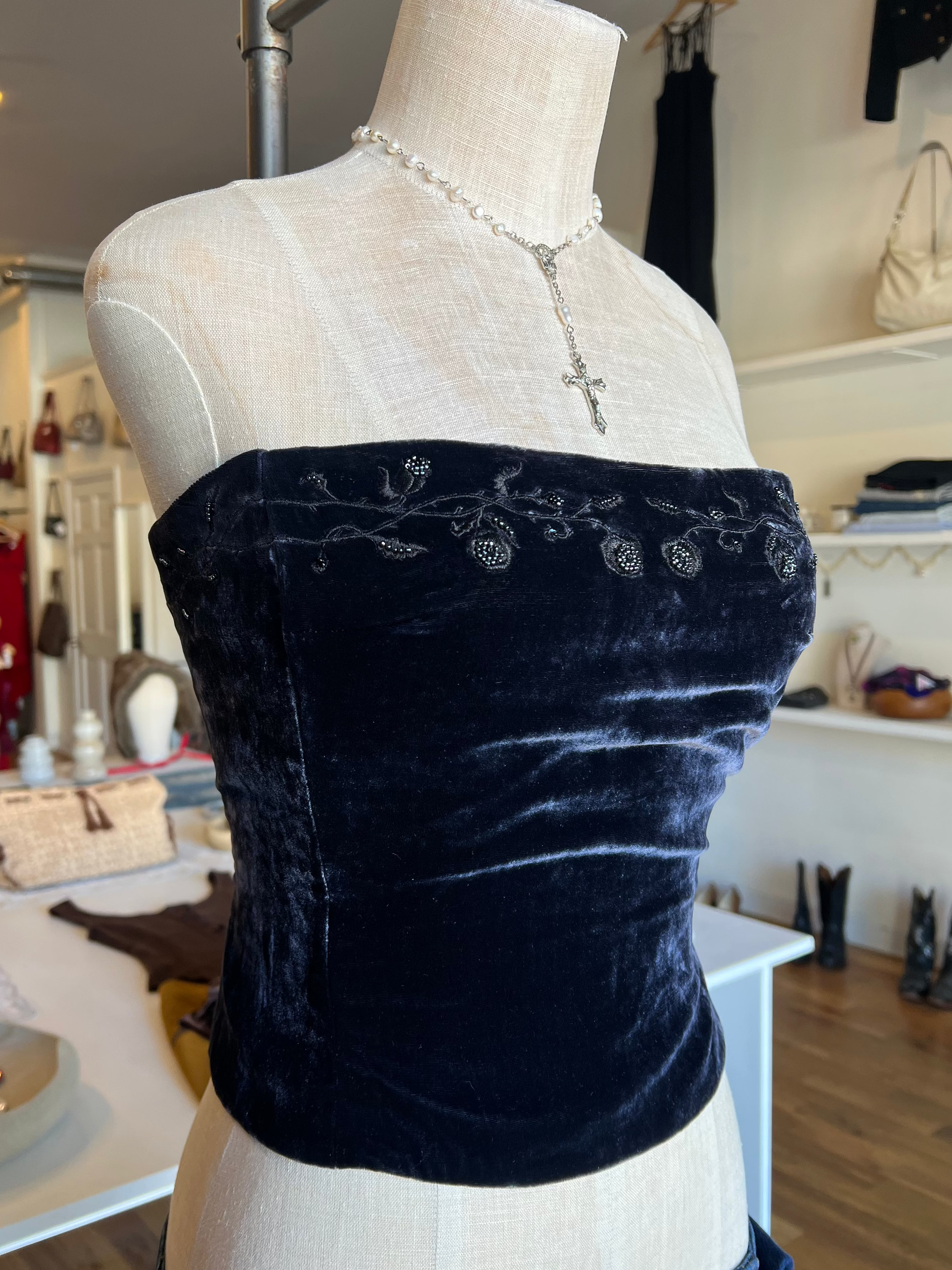 90s Velvet Corset (M)