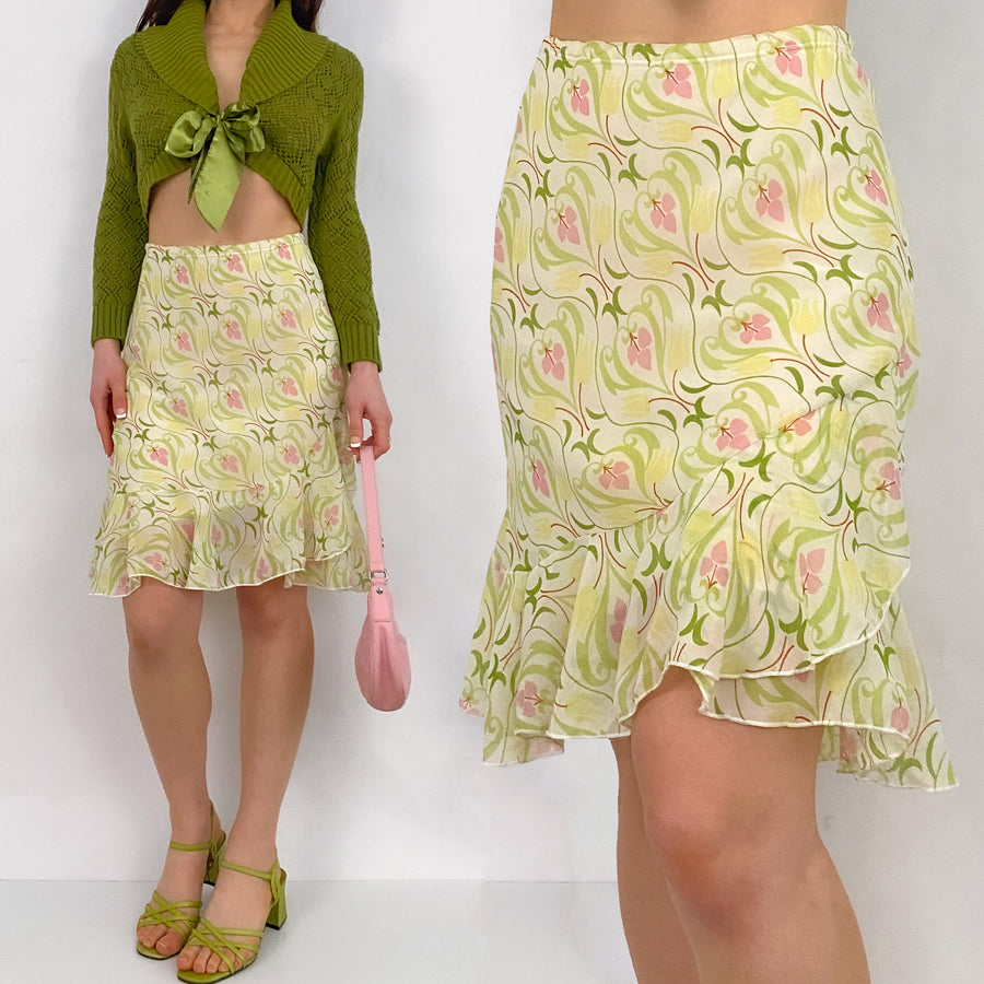 Y2K Lime Flirty Skirt - Small