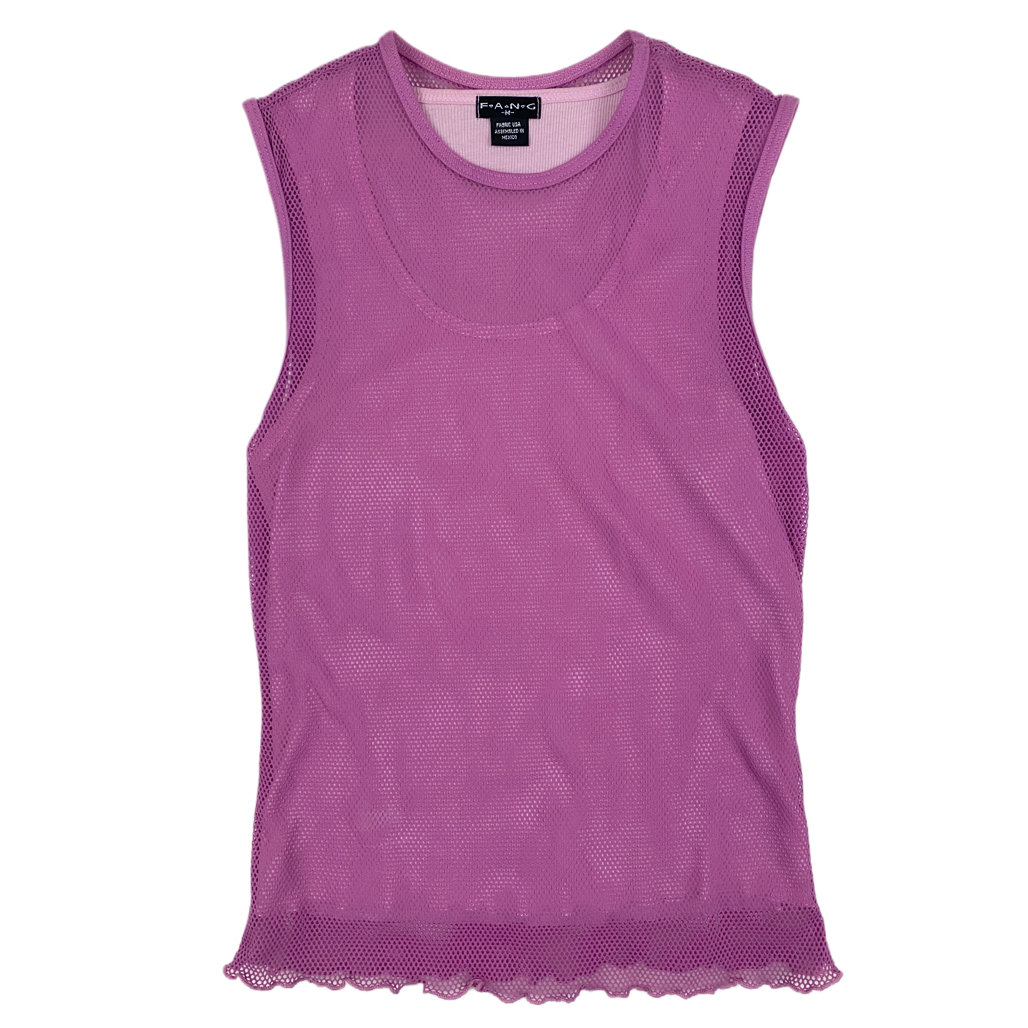 Y2K Lilac Layered Fishnet Tank (S)