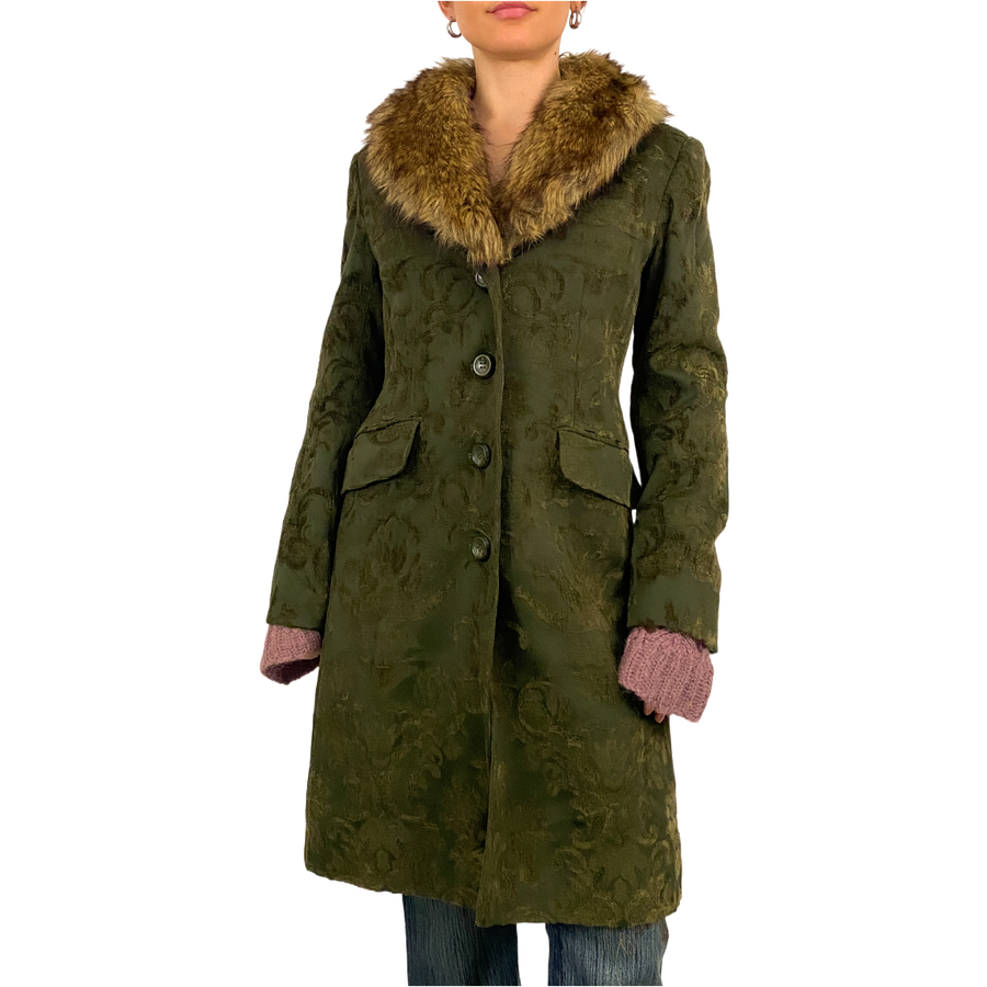 Damask Faux Fur Coat (M)