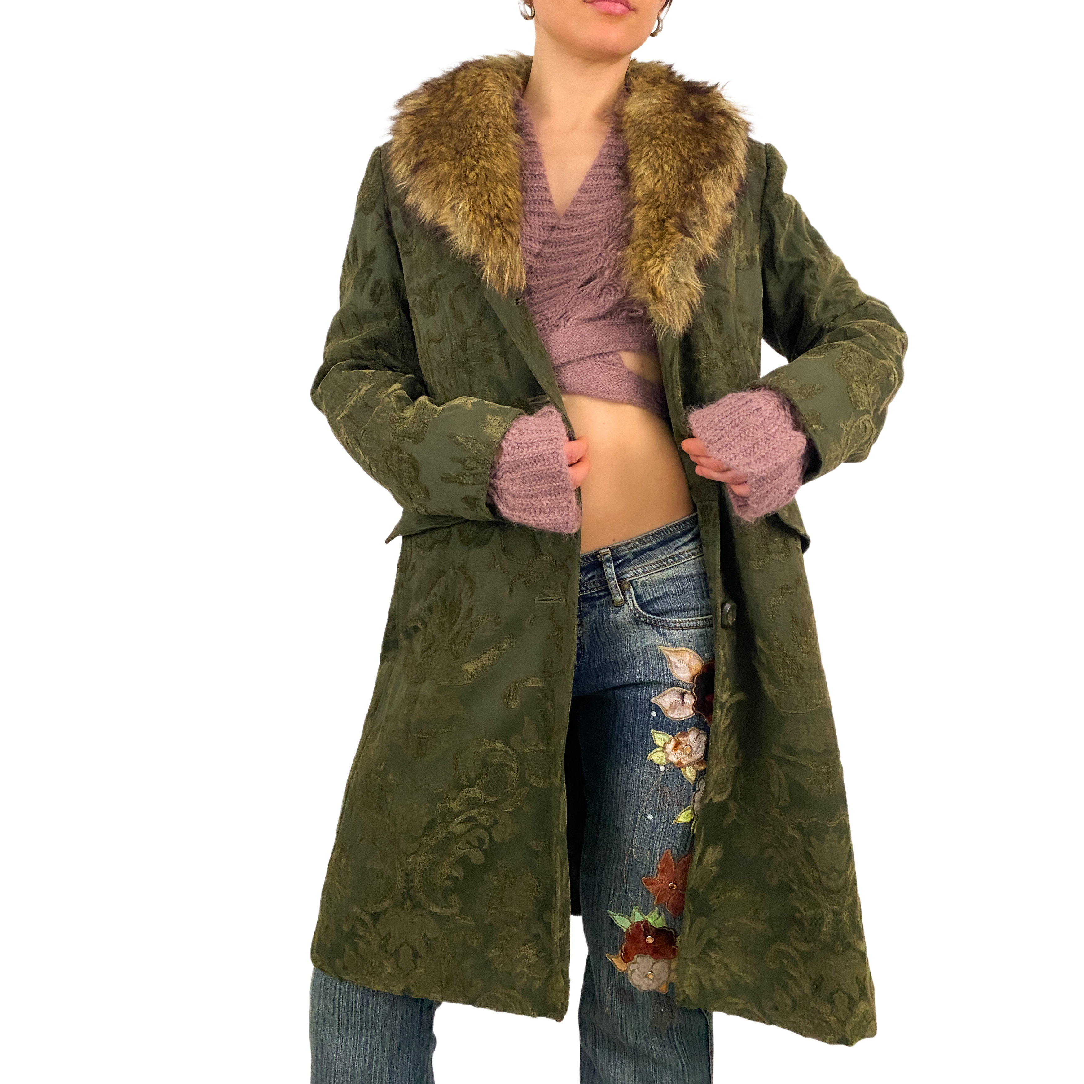 Damask Faux Fur Coat (M)