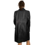 White Stitched Black Leather Coat (XL)