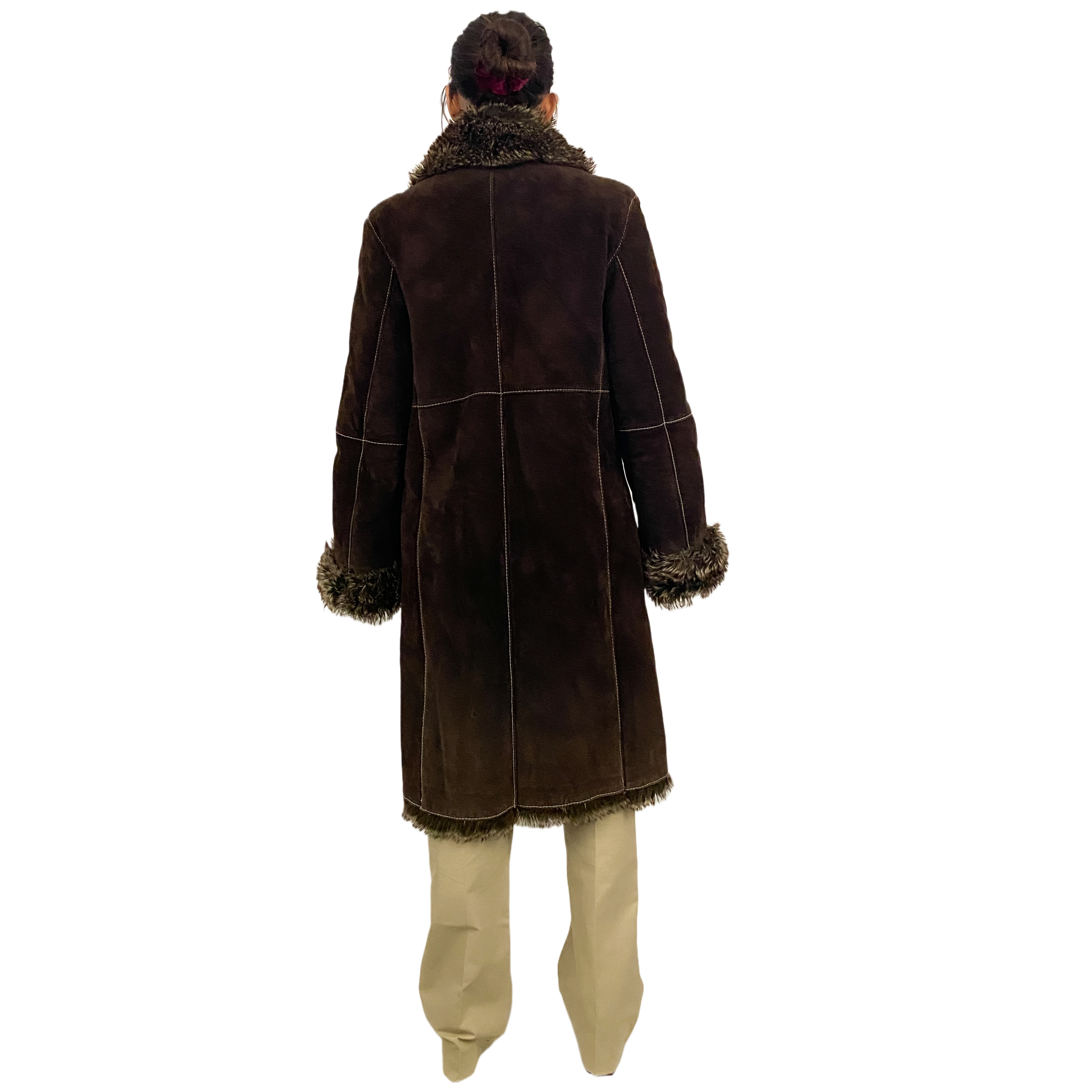 Chocolate Suede and Faux Fur Penny Lane (L)