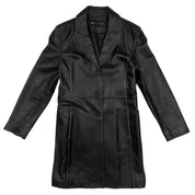 White Stitched Black Leather Coat (XL)