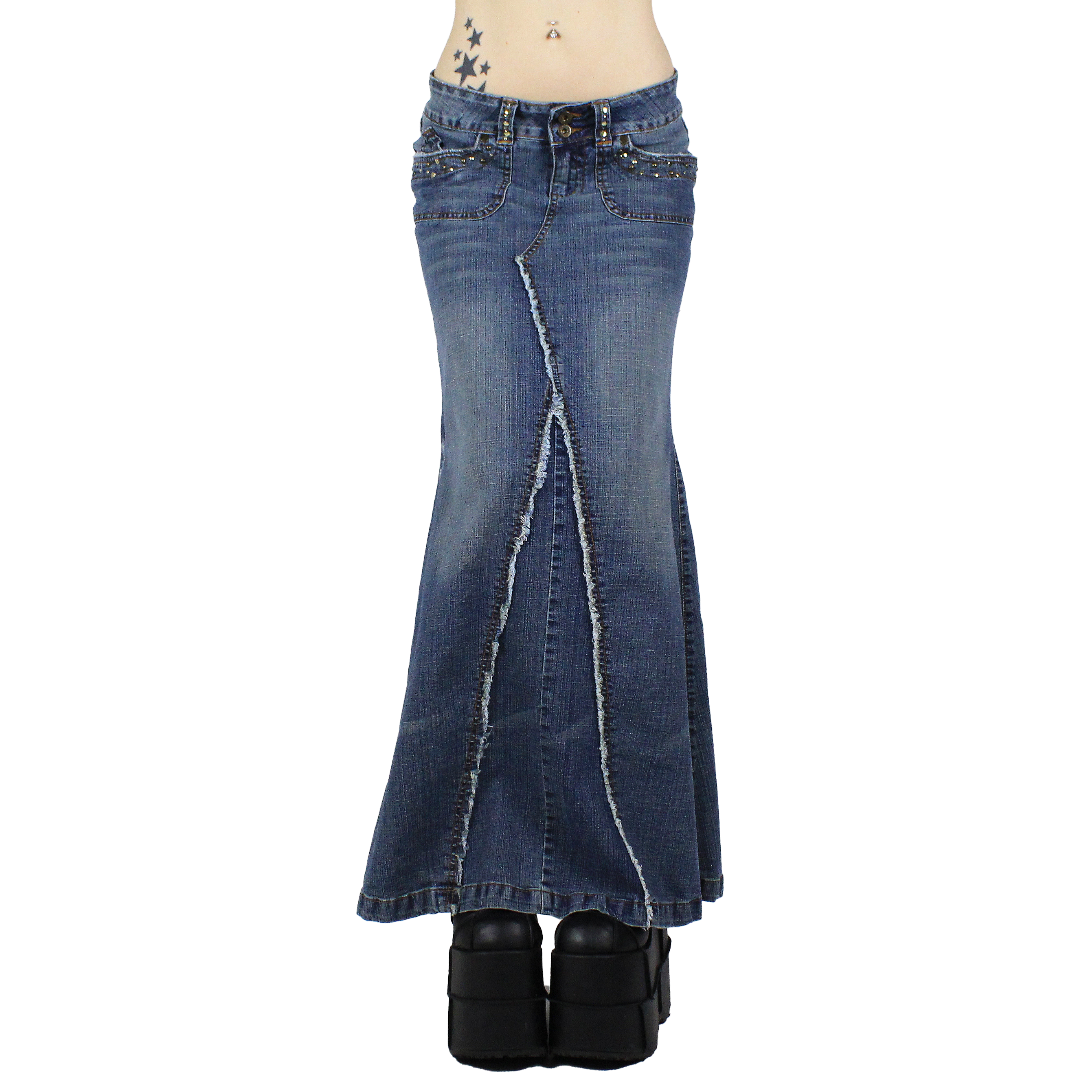 Y2K Denim Maxi Skirt (XS/S)
