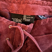 Brick Red Suede Leather Pants (XS)