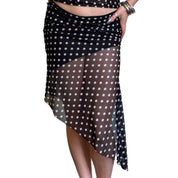 Polka Dot Mesh Asymmetrical Midi Skirt (XS-XL)
