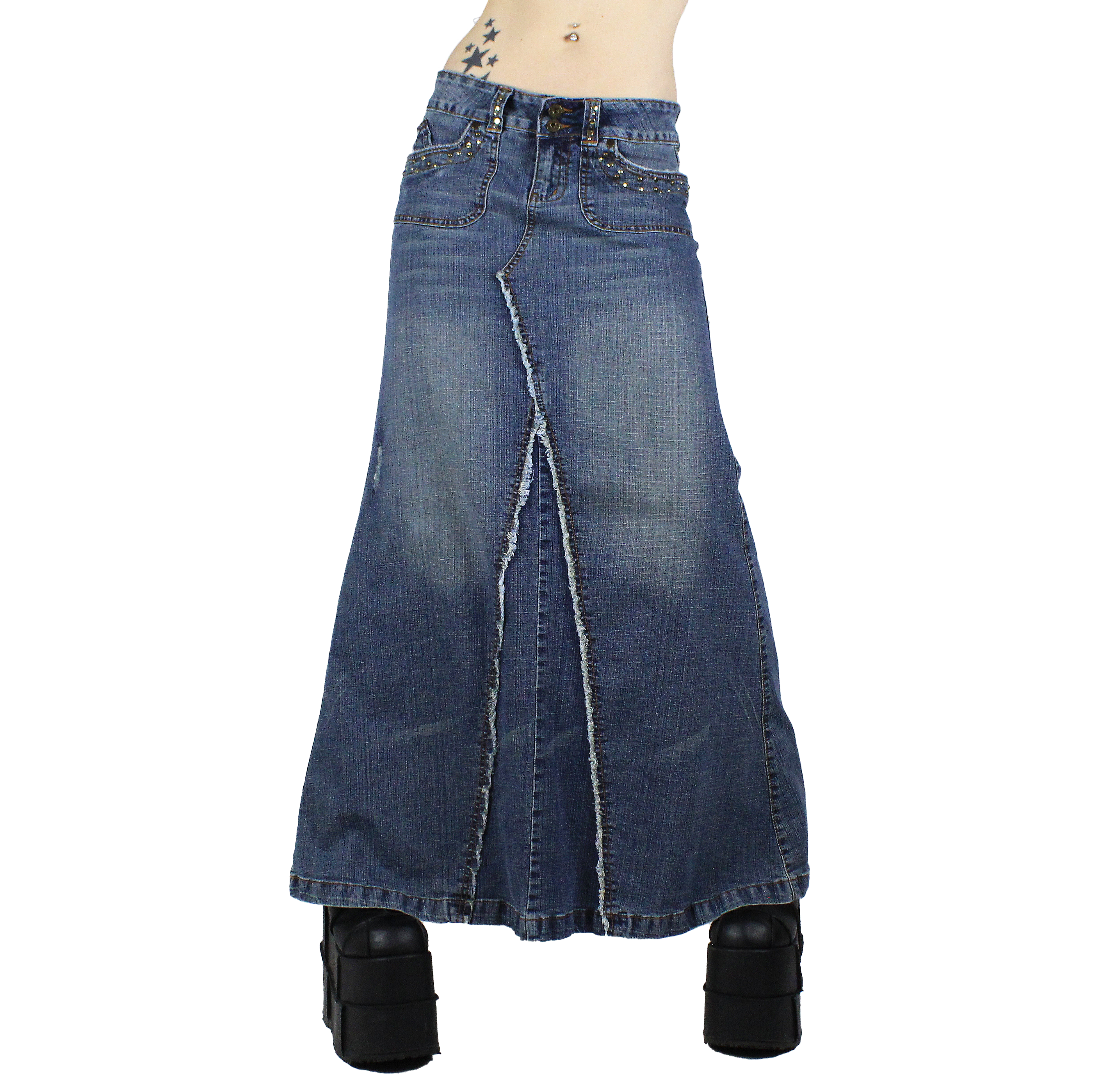 Y2K Denim Maxi Skirt (XS/S)