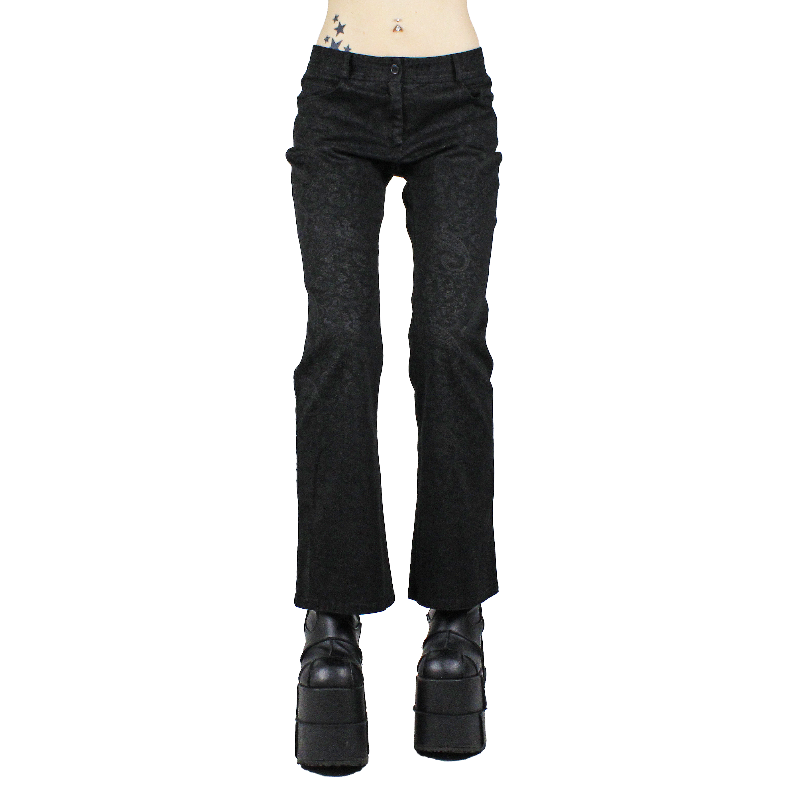 90s Patterned Black Flares (XS)