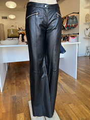 90s Leather Wide Leg Trousers (S/M)