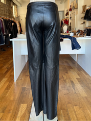 90s Leather Wide Leg Trousers (S/M)