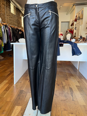90s Leather Wide Leg Trousers (S/M)
