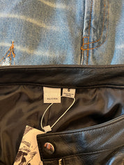 90s Leather Wide Leg Trousers (S/M)
