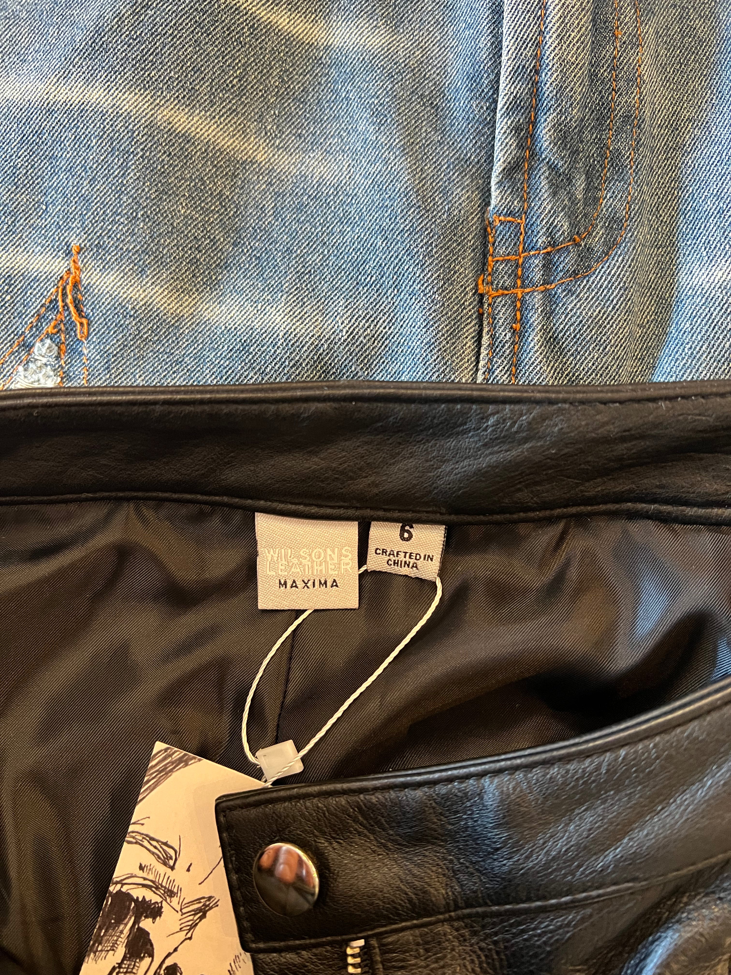 90s Leather Wide Leg Trousers (S/M)
