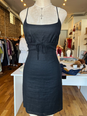 90s Milkmaid Linen Mini Dress (S/M)
