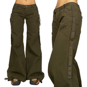 Diesel Olive Low Rise Parachute Utility Pants (XS/S)