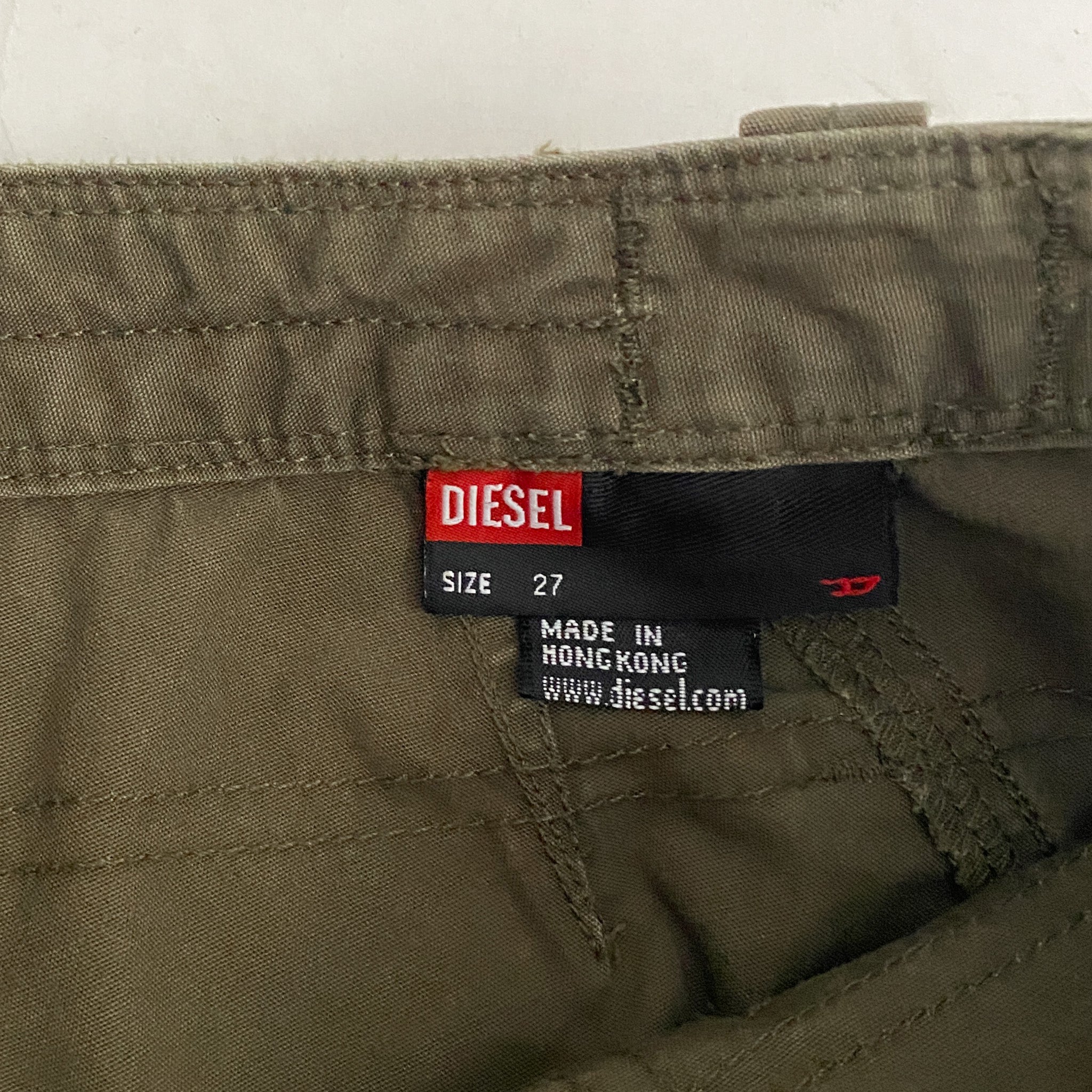 Diesel Olive Low Rise Parachute Utility Pants (XS/S)