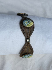 1960s hand-painted mesh metal bracelet