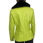 Lime Leather & Faux Fur Jacket (M)