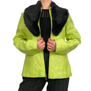 Lime Leather & Faux Fur Jacket (M)