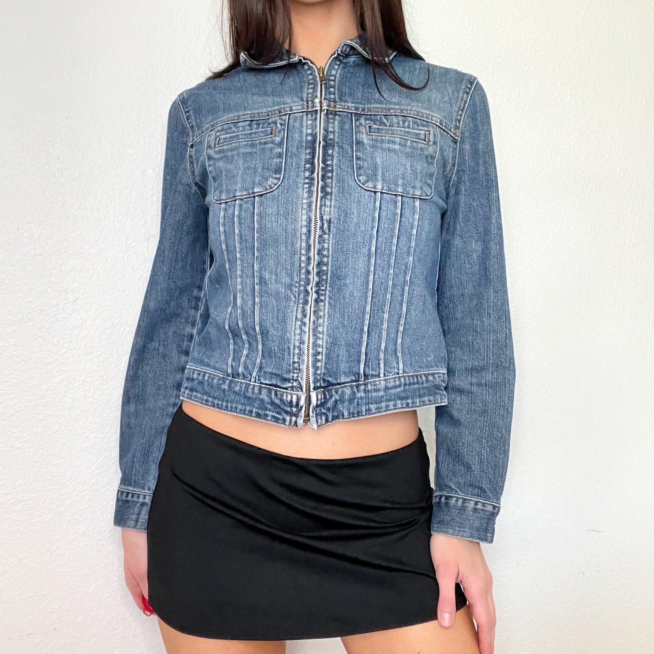Zip Up Denim Jacket (S)