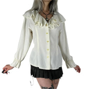 80s Frilly White Blouse (S)