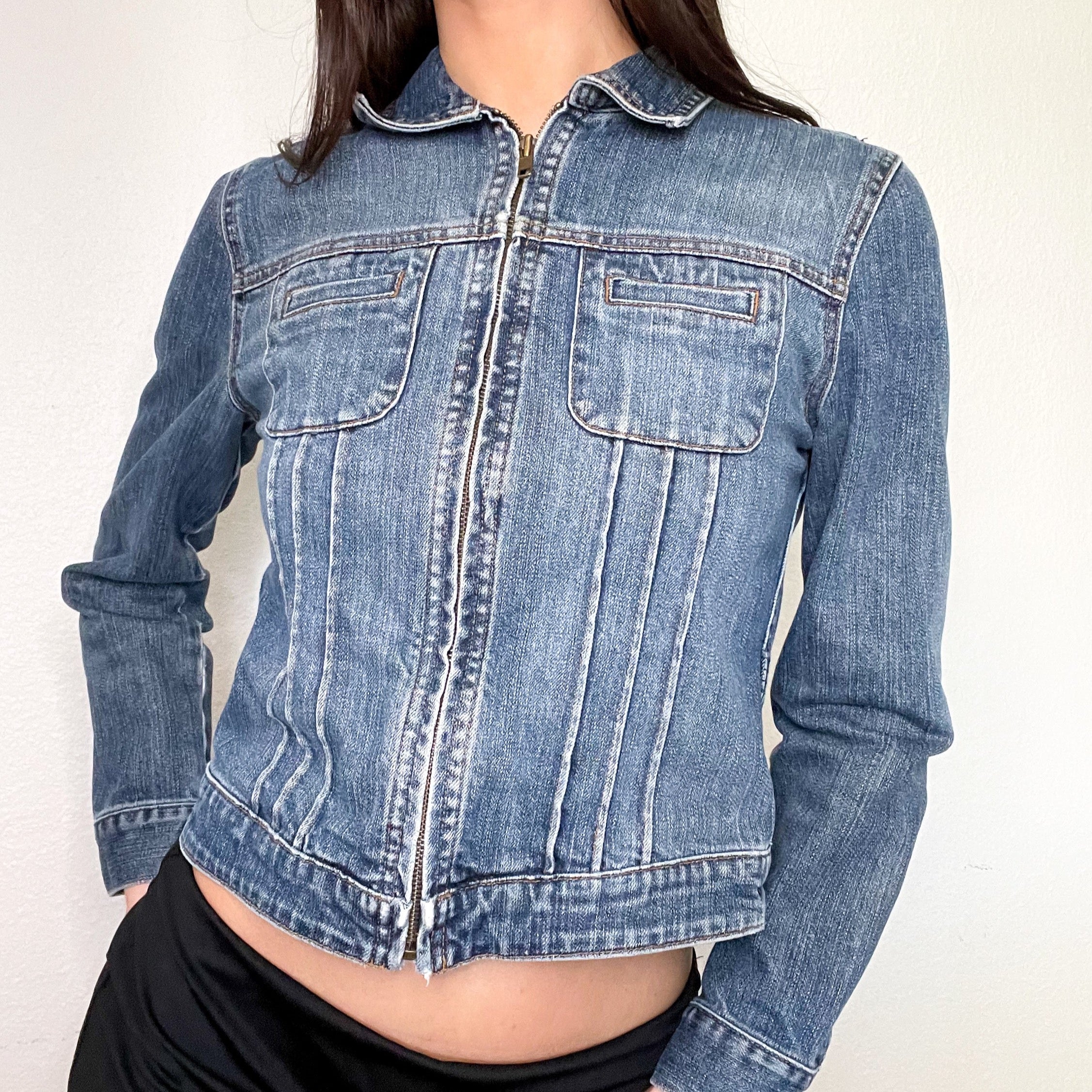 Zip Up Denim Jacket (S)