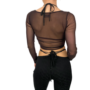 Chocolate Mesh Cinch Crop (XS)
