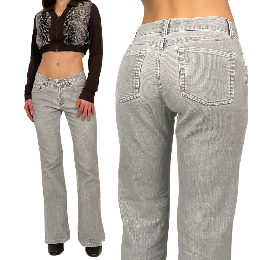 Gray Mid-Rise Corduroy Flares (S)