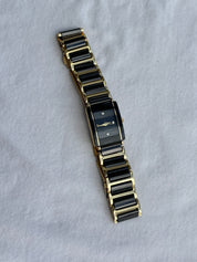 Black and Gold Tone Rectangle Watch