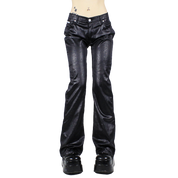 90s Black Snakeskin Flares (M)