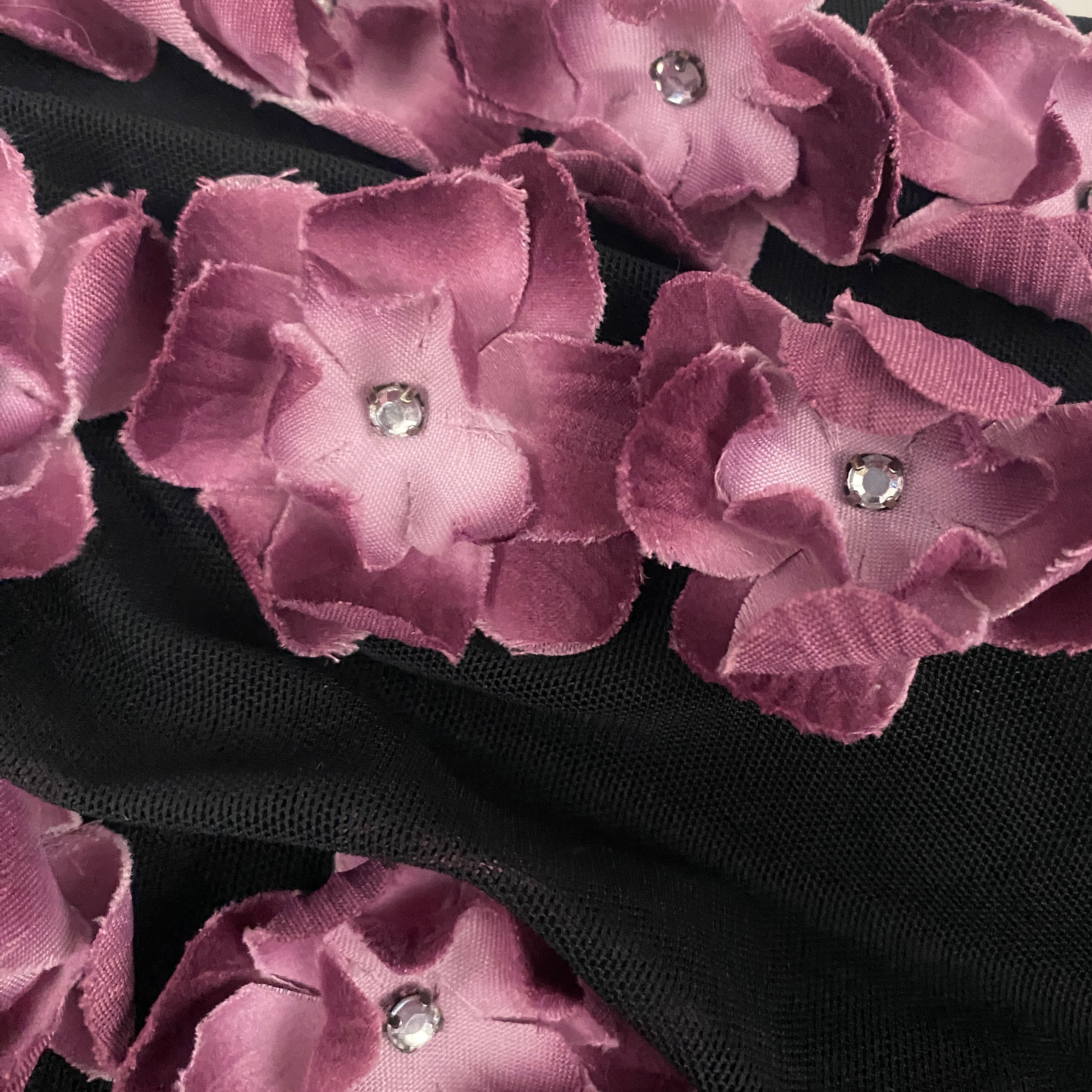Betsey Johnson Black Label Floral Appliqué Mesh Dress (M)