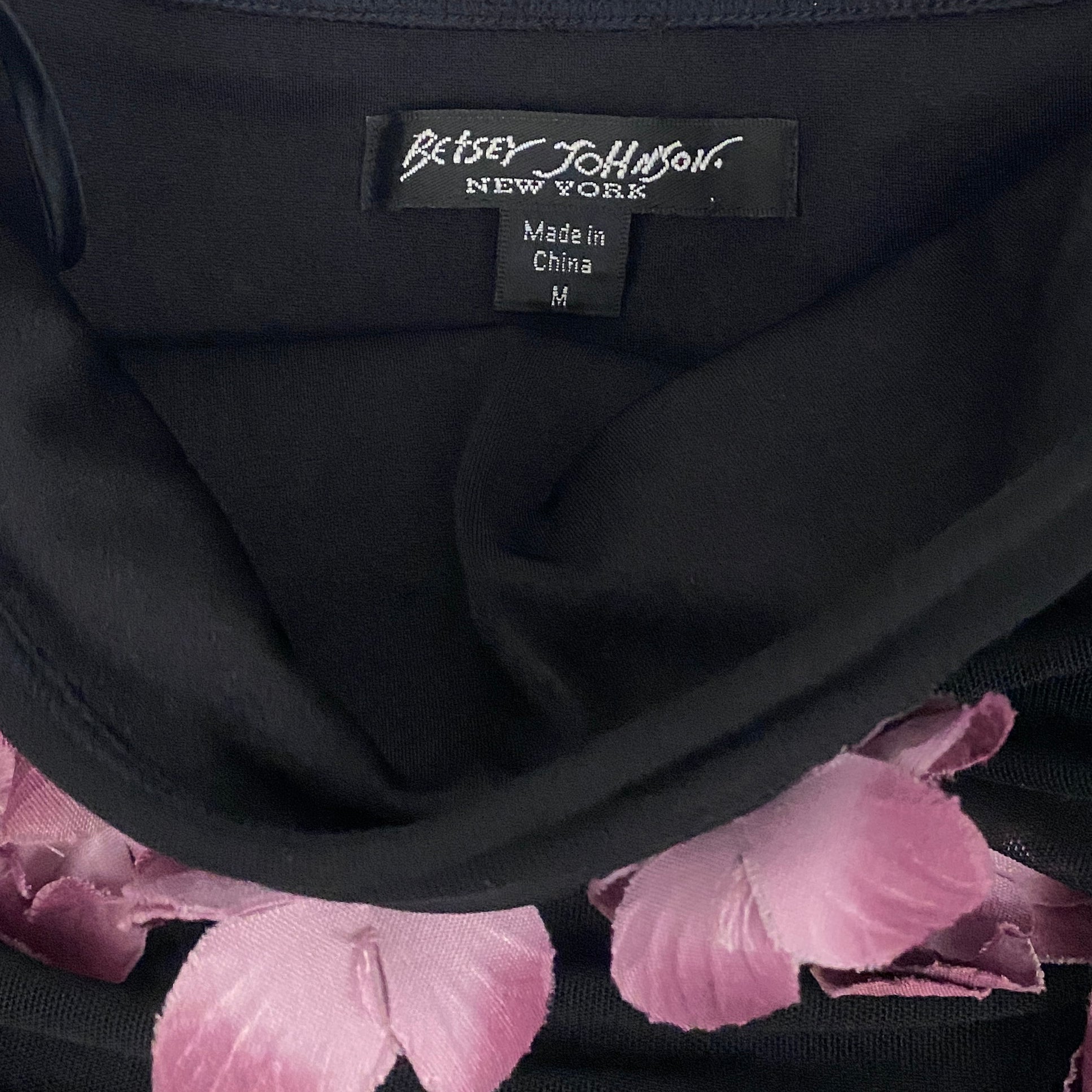 Betsey Johnson Black Label Floral Appliqué Mesh Dress (M)