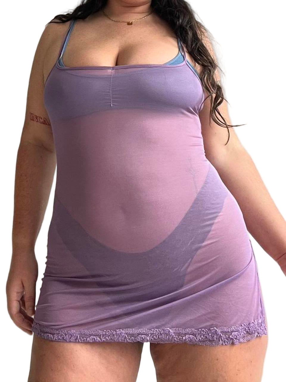 Vintage 2001 Victoria's Secret Mesh Lilac Slip (XS)