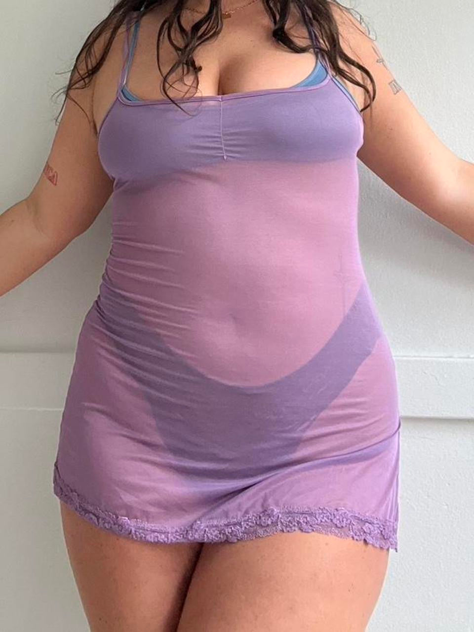 Vintage 2001 Victoria's Secret Mesh Lilac Slip (XS)