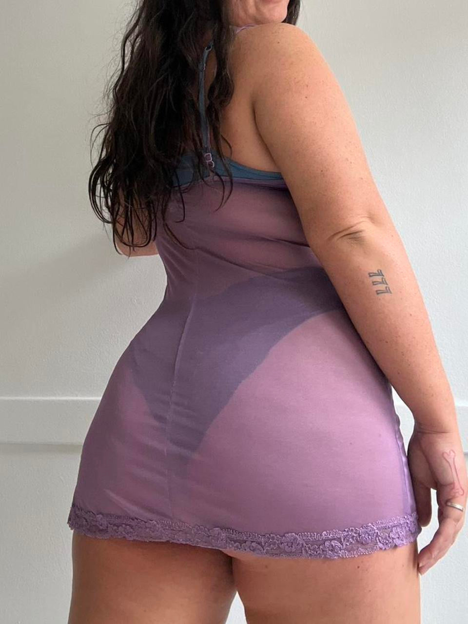 Vintage 2001 Victoria's Secret Mesh Lilac Slip (XS)